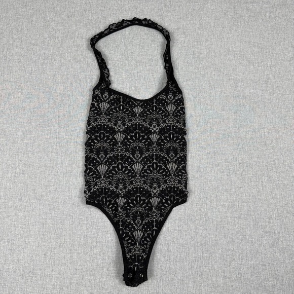 Free People Tops - Free People Intimately Black Lace Halter Bodysuit Size XS/S Boho Chic New
